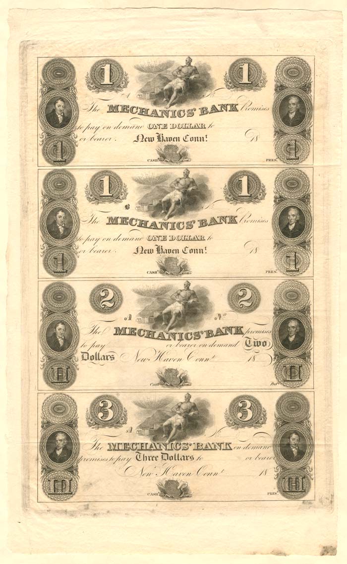 Mechanics' Bank - Uncut Obsolete Sheet - Broken Bank Notes